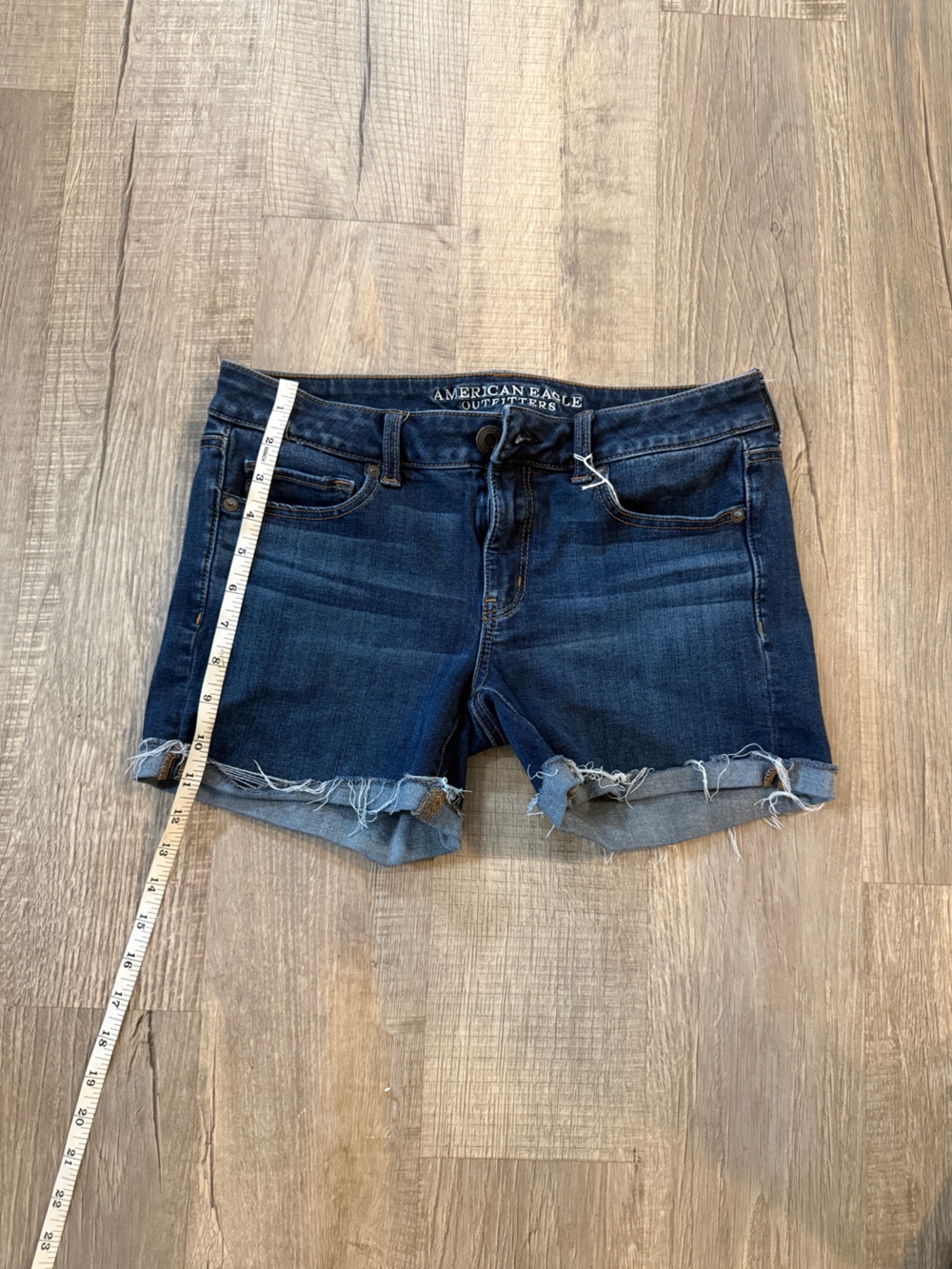 American Eagle Outfitters Dark Indigo Denim Rolled Cutoff Shorts